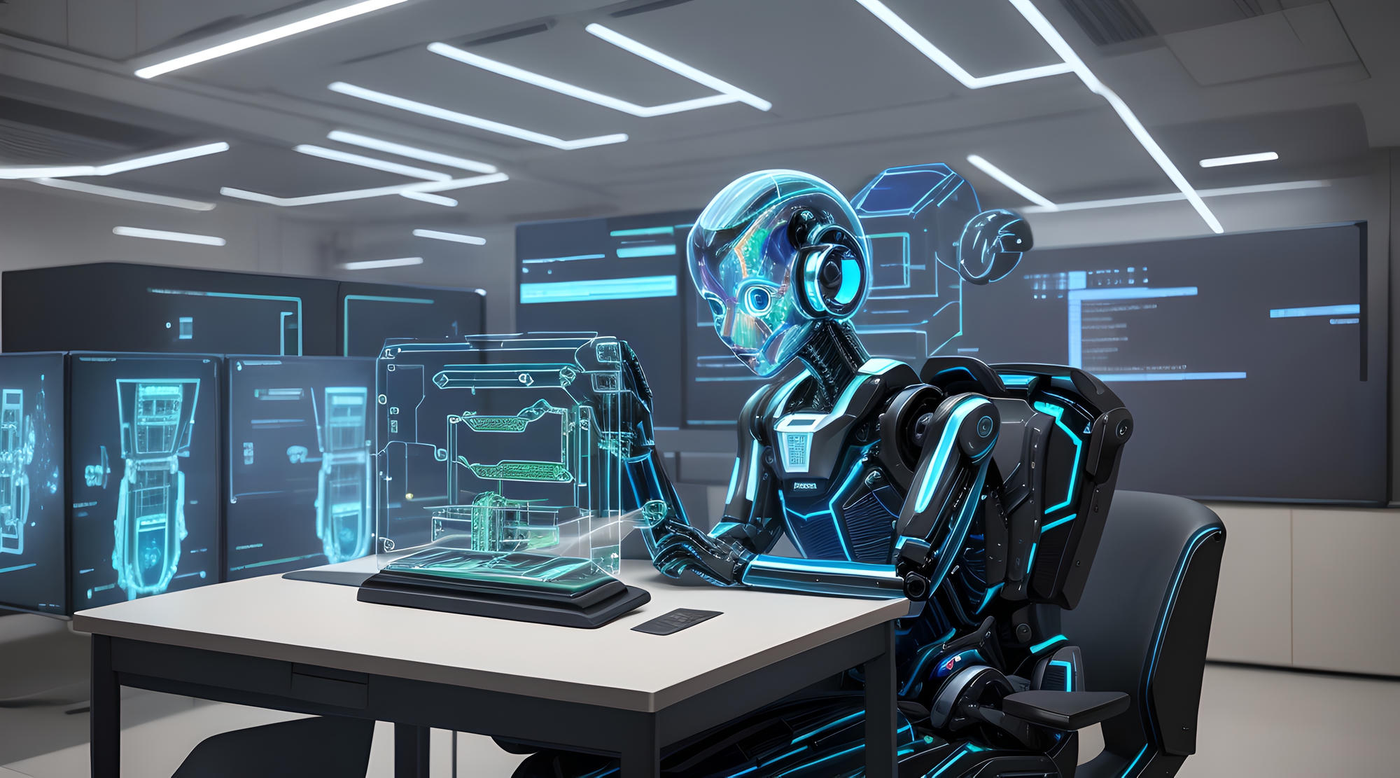 Robotics innovation lab with a prototype workstation